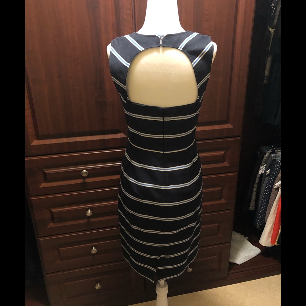 Navy open-back sleeveless dress